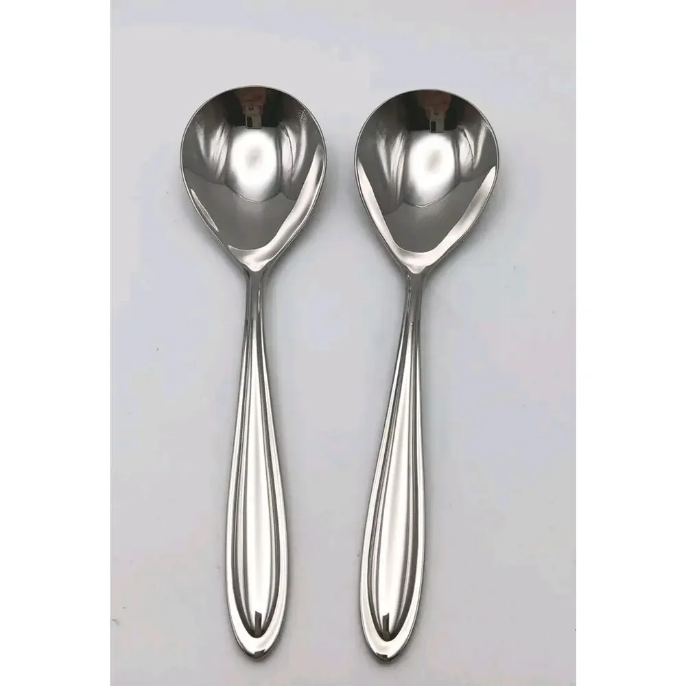Lenox Hayden Soup Gumbo Spoon 2 Piece Set 18/10 Stainless Glossy Flatware new
